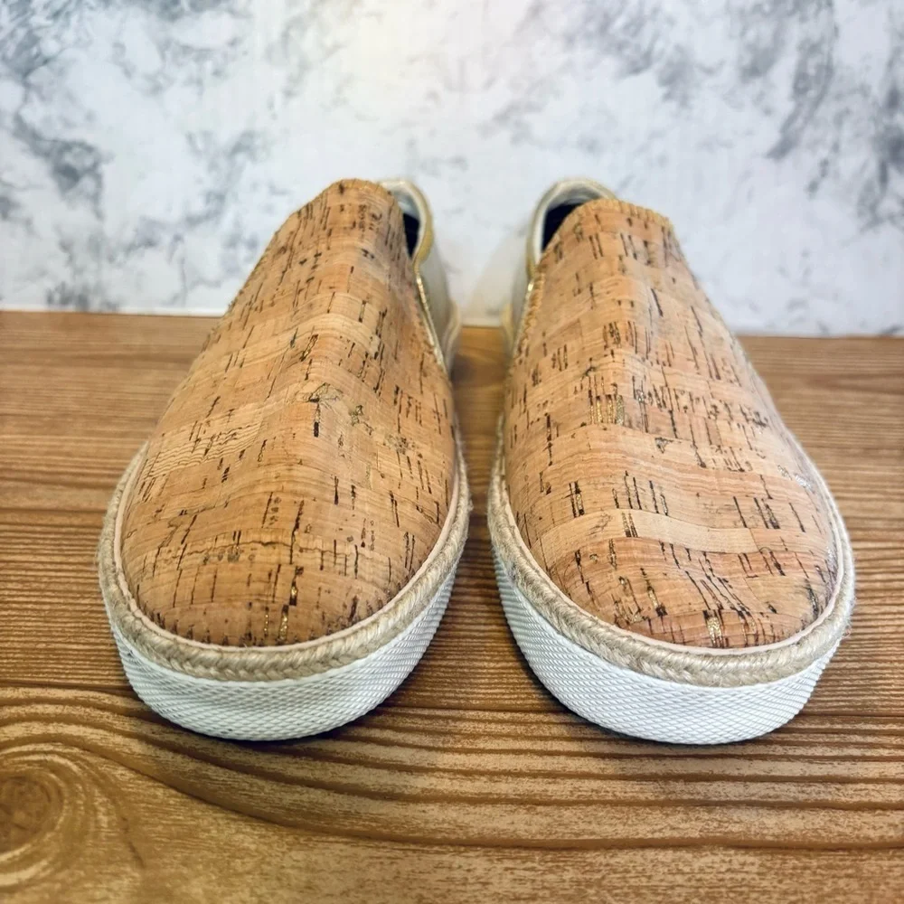 Jack Rogers Tucker Slip-On Shoes Espadrilles Sneakers Gold Cork Size 10